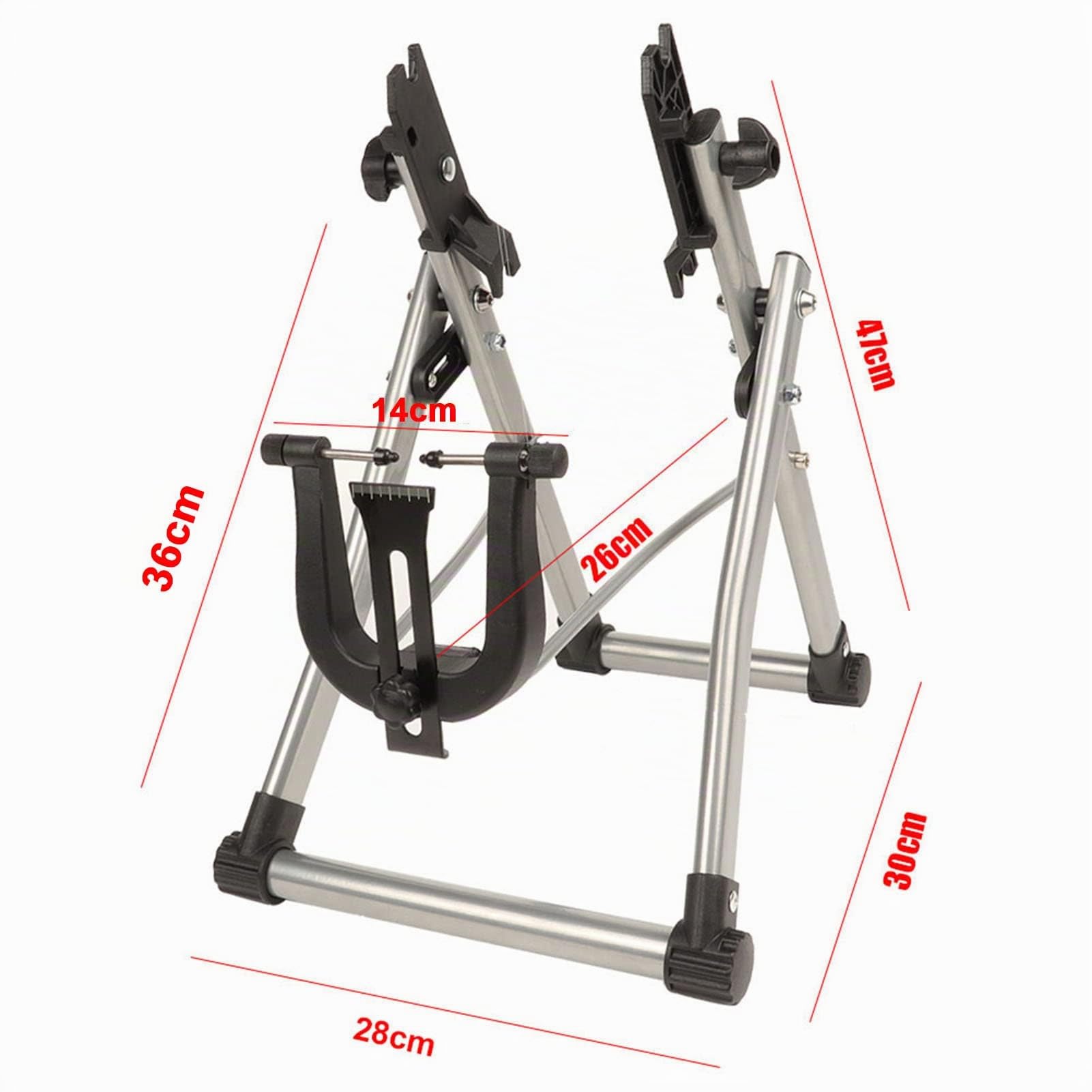 Kadimendium Support d'entretien de vélo, conception intelligente pliable Support de réglage de roue de vélo Support de réparation de vélo robuste et pour un usage domestique