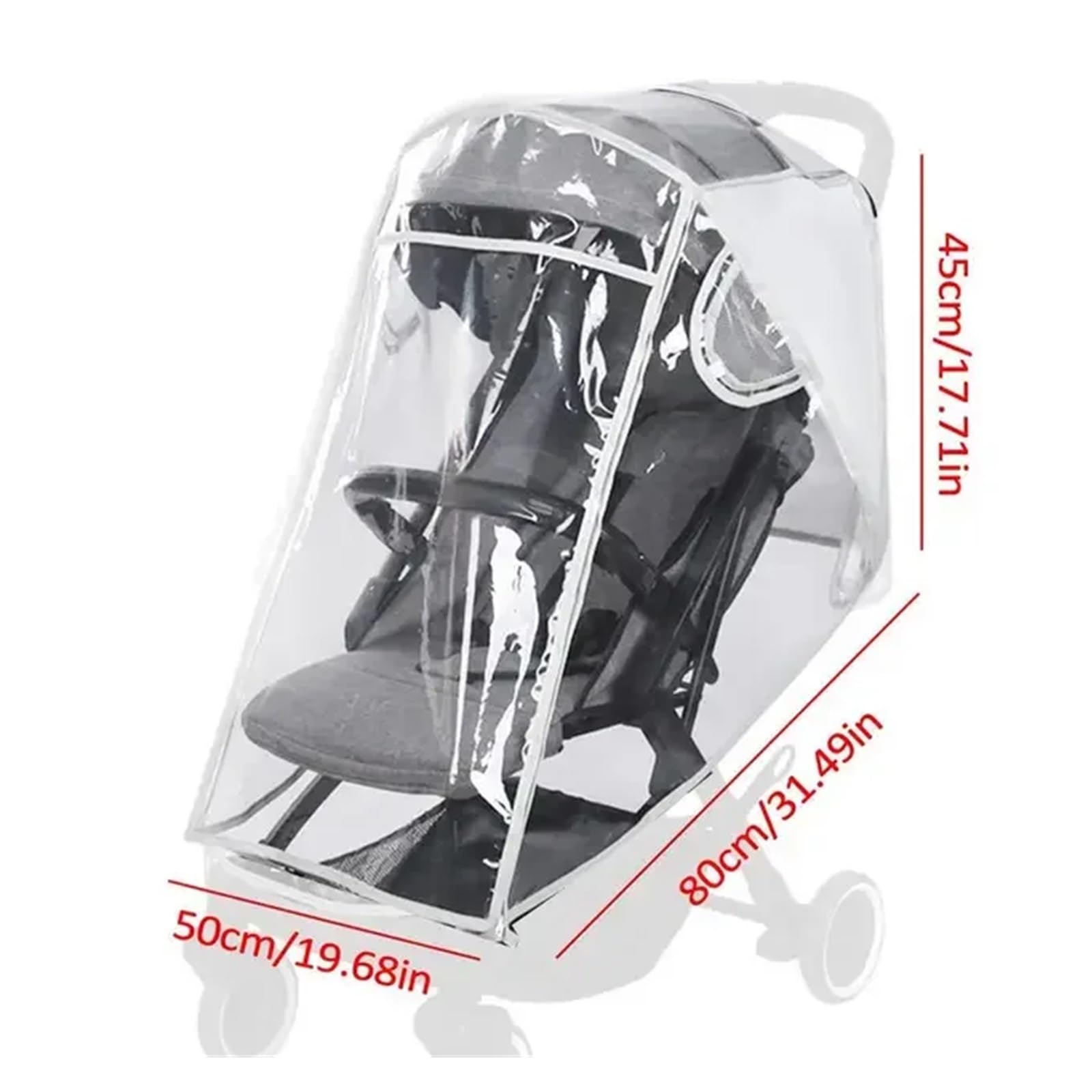 Regenschutz Kinderwagen Universal Kinderwagen Regen Abdeckung Kinder Auto Sitz Wind Staub Schild Transparent Wasserdicht Atmungsaktiv Trolley Regenmantel Zubehör(Half Open)