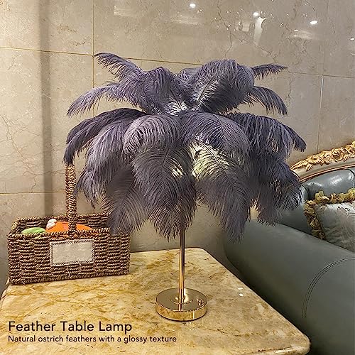 Yunir Feather Table Lamp, 30PCS Feathers USB Rechargeable Decorative Beside Table Lamp, with 3 Color Dimmable Lighting - Image 4