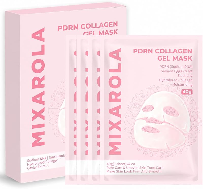 Máscara facial em gel com colágeno e PDRN MIXAROLA, pacote com 4 unidades