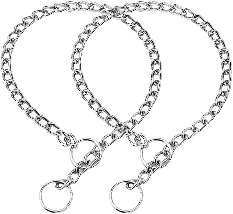 Coleira Martingale de Metal para Cães Teleyi, Corrente com Revestimento Cromado, XXS, Pacote com 2