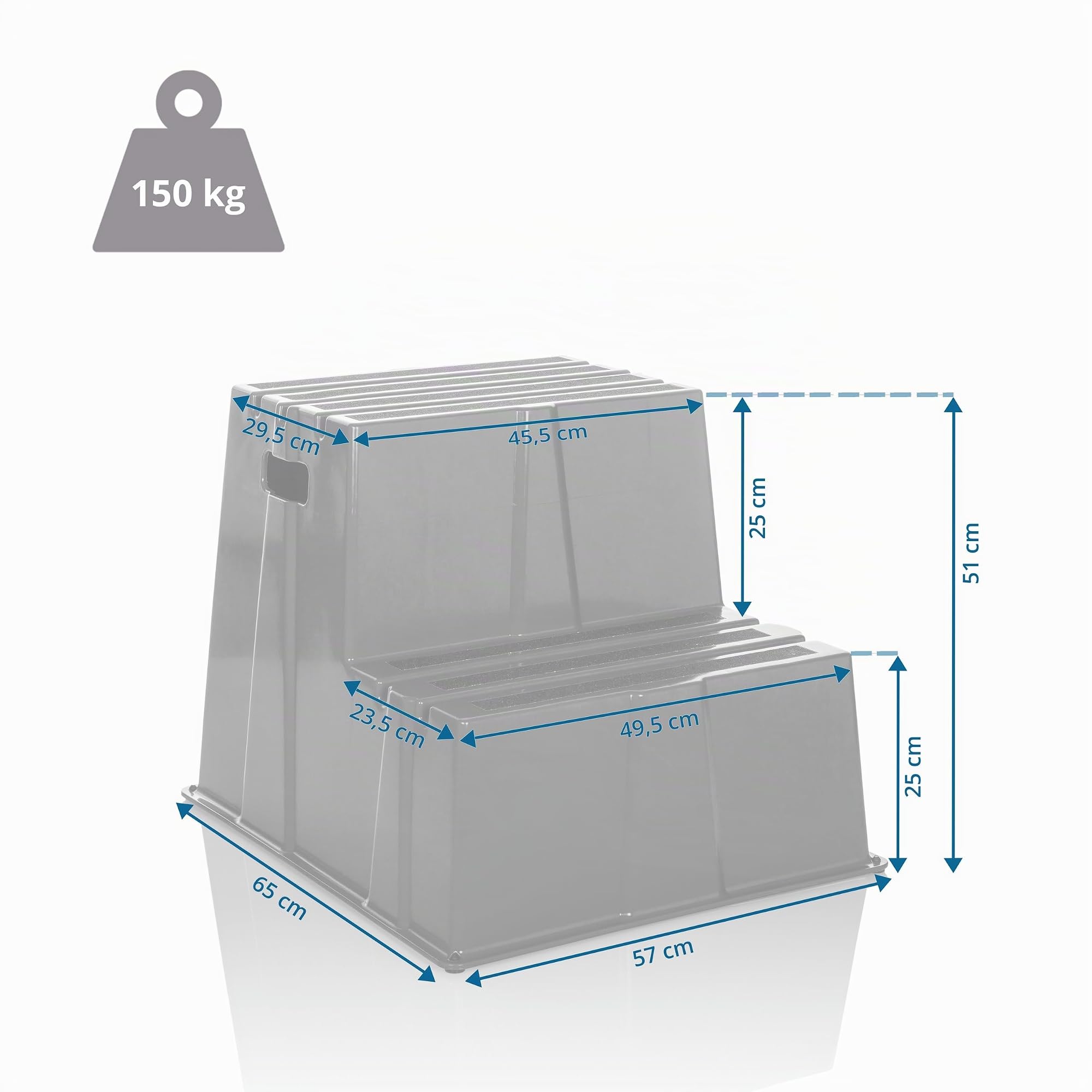 hjh OFFICE Taburete TIO-E2 Antideslizante para Uso doméstico y Comercial 2 peldaños, Dimensiones (A x A x P): 51 x 57 x 65 cm, 830120, Amarillo