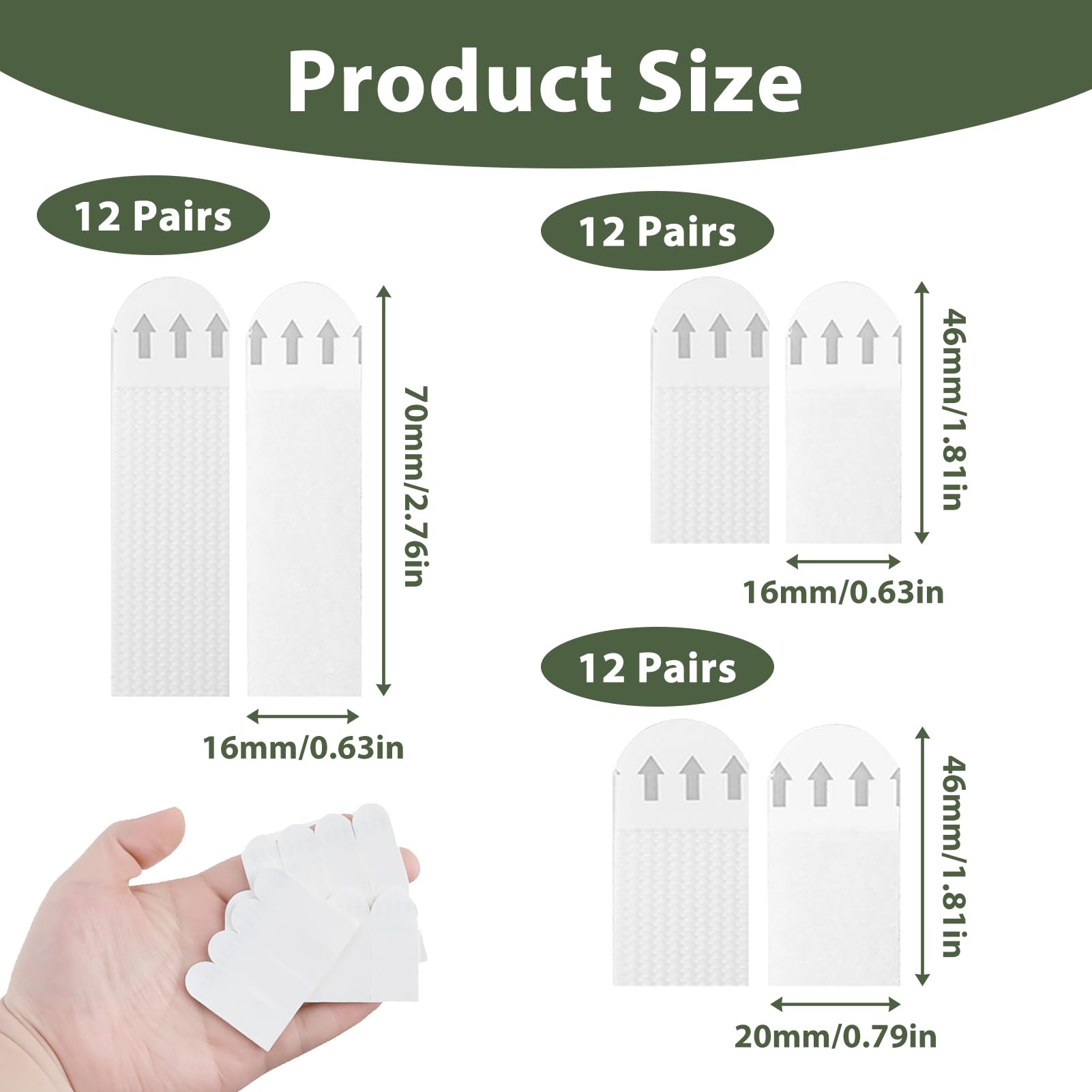 Jellysub 36 Paires (16-L, 20-M, 72 Bandes) Languettes Accroches Tableaux, Accroche Tableau Sans Percer, Bandes De Suspension Résistantes à L'Eau, Fixation Cadre Sans Percer