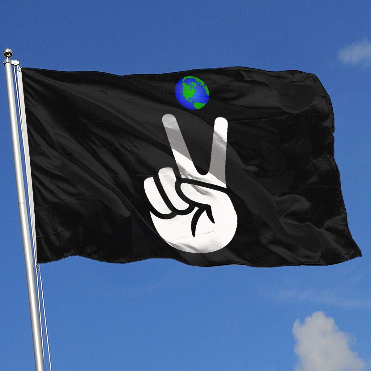 V Peace Sign Victory Hand 3x5 Foot Flag Outdoor Flags 100% Single-Layer Translucent Polyester 3x5 Ft