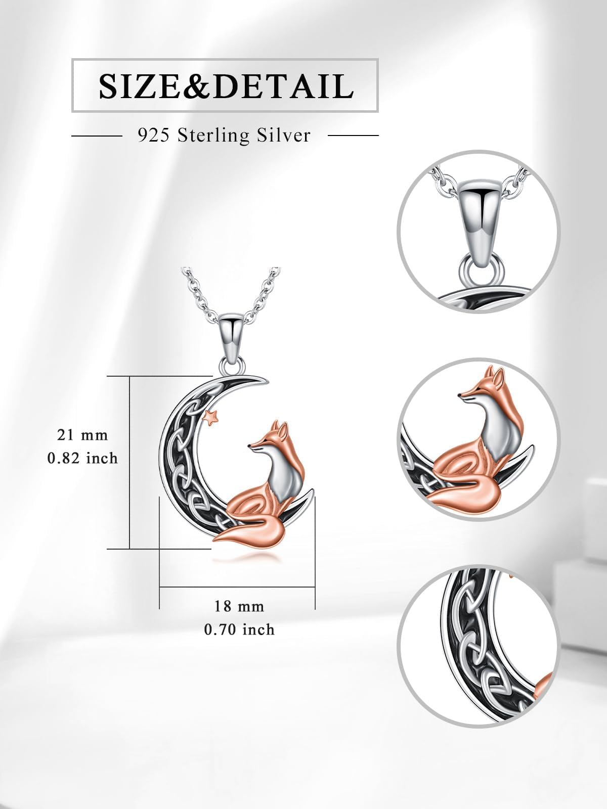 Volpe Regali Argento Sterling Volpe Luna Collana Compleanno San Valentino Alice Gioielli Regali per Donne Ragazze