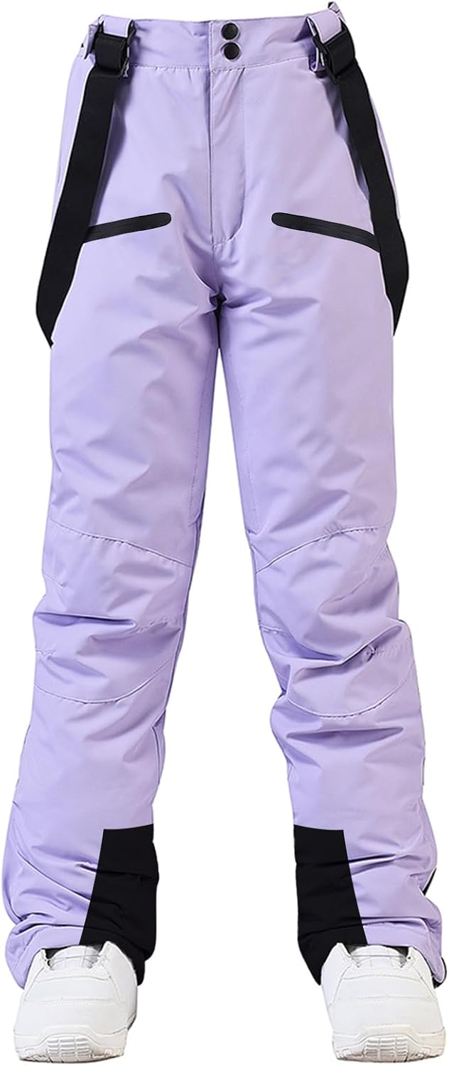 RIUIYELE Women's Detachable Ski Bib Pants Outdoor Windproof Waterproof Snow Pants Insulated Warm Pants