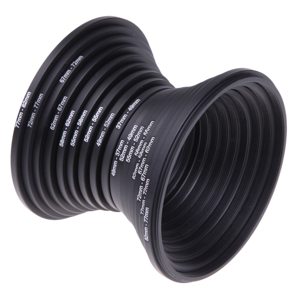 zalati Set di adattatori per anelli filtranti, 18 anelli adattatori in metallo per filtri per lenti fotografiche, 9 anelli Step Up e 9 anelli Step Down