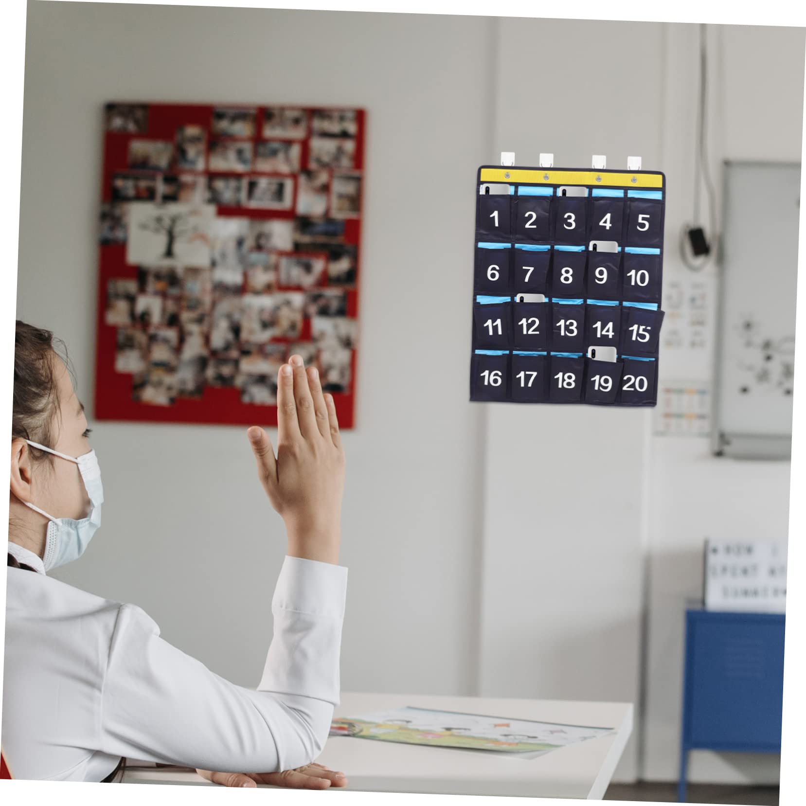 OFFSCH Classroom Mobile Phone Holder Wall Hanging Organizer for Cell Phones Accessories Non Woven Easy to Install with Rings