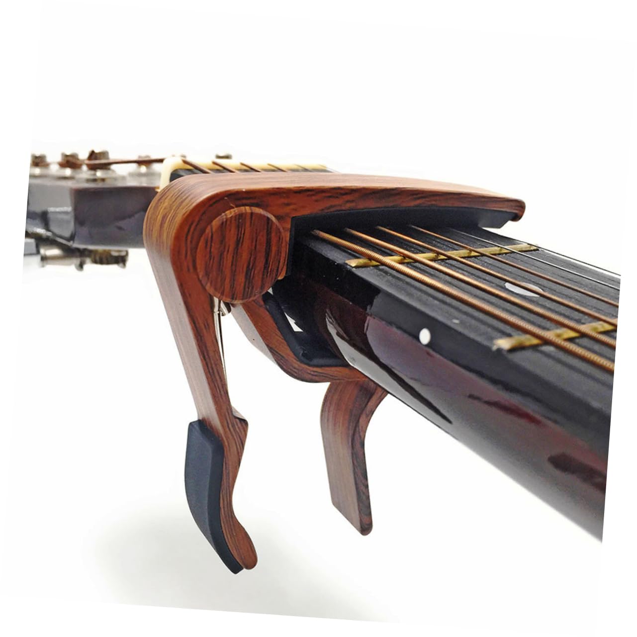 GOOHOCHY Folk Guitar Capo Tuner Guitar Tune Change Clamp Easy to Release and Reposition Accurate Tuning for Beginners and Professionals Rose Wood Color