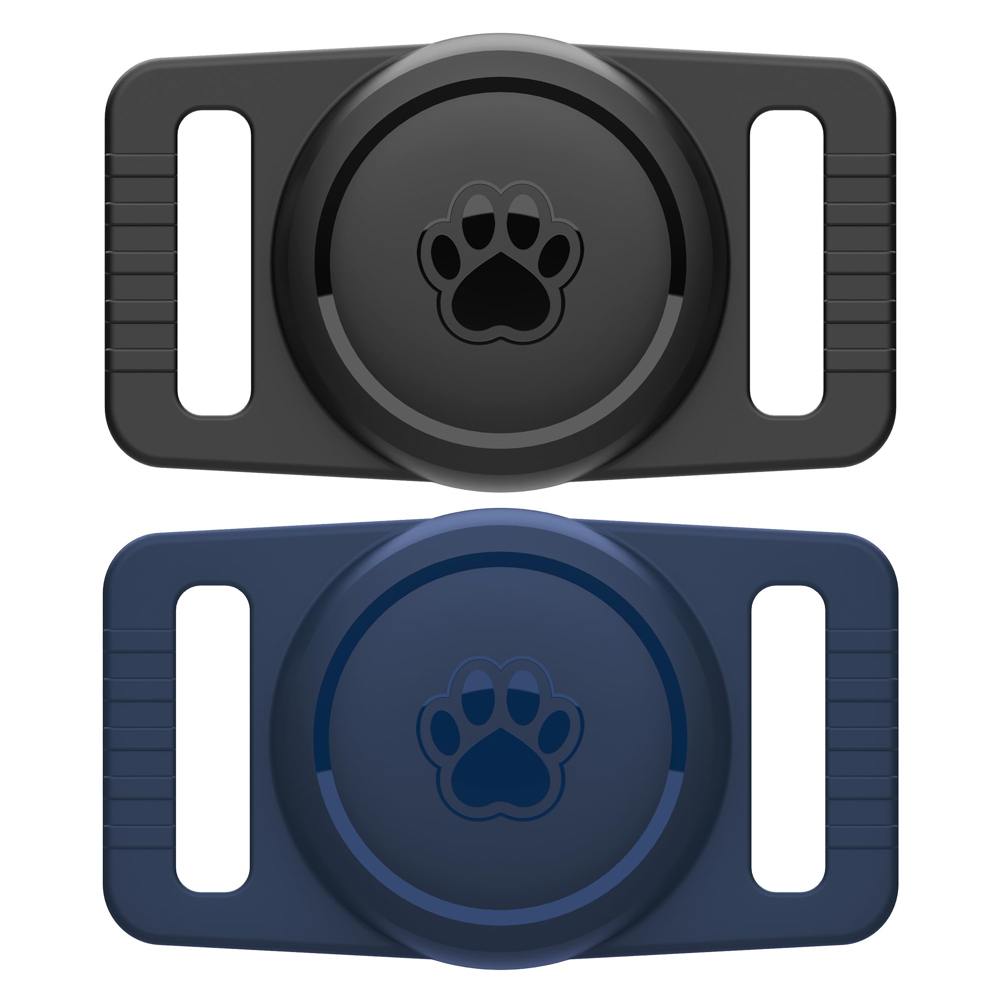 GOCII for Airtag Dog Collar Holder 2 Pack,Waterproof Dog Collar Holder for Apple AirTag(Gen 1 &amp; 2),Silicone Air Tags Case for Dog Collars(Navy&amp;Black)