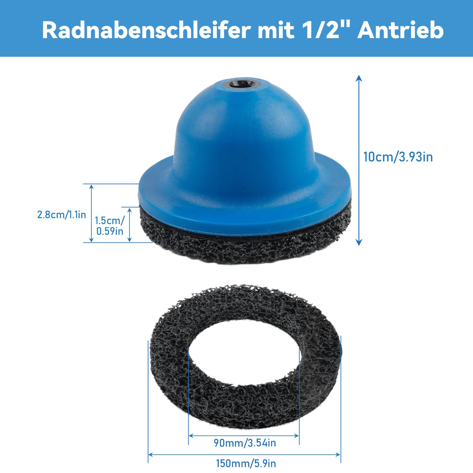Lijadora de Cubos de Rueda de 1/2 Pulgada, Accesorio para Llave de Impacto, Limpiador de Bujes de Rueda Multiherramienta, para Cubos de Automóviles de hasta 150 mm