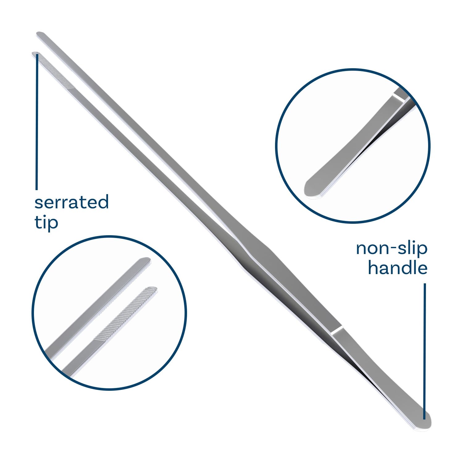 Pinzette Lunghe 38cm In Acciaio Inox - Punta Zigrinata Per Aquascaping, Cucina, Laboratorio - Foto 2