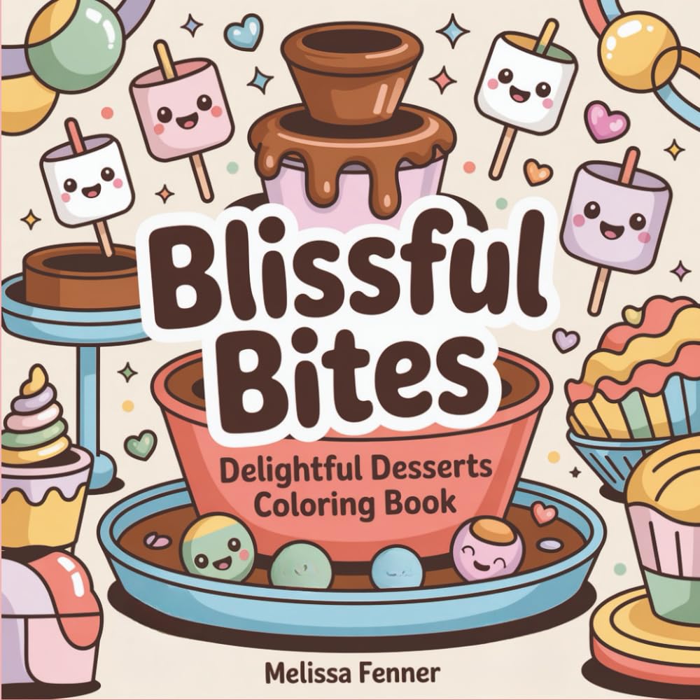 Blissful Bites: Delightful Desserts Coloring Book | Simple & Cute Sweet Treats, Cakes, Ice Cream, Cookies & Candy Illustrations for Stress Relief & Mindful Relaxation