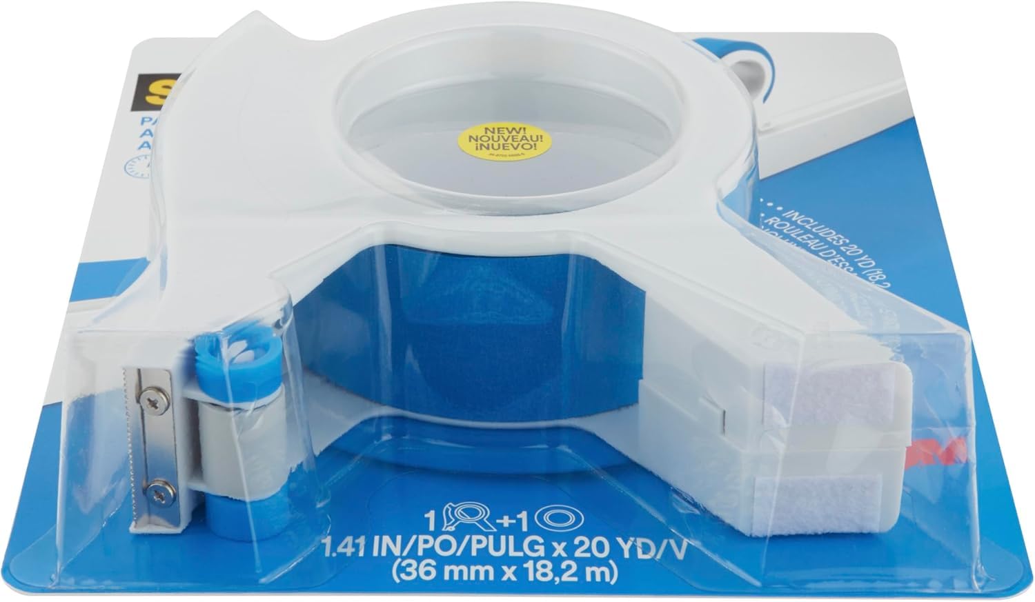 ScotchBlue Applicateur de Ruban de Masquage avec 1 Rouleau (36 mm x 18,2 m) Multi-Surfaces - Pour Moulures, Plinthes, Fenêtres et Encadrements Portes