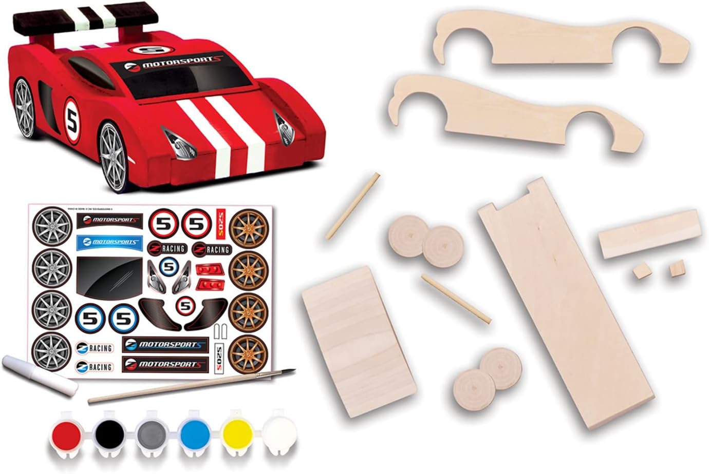 Kit De 3 Coches De Carreras De Madera Para Niños De 5 A 8 Años, Manualidades Para Pintar Y Montar Con Tornillos, Incluye Pinturas Y Pegatinas