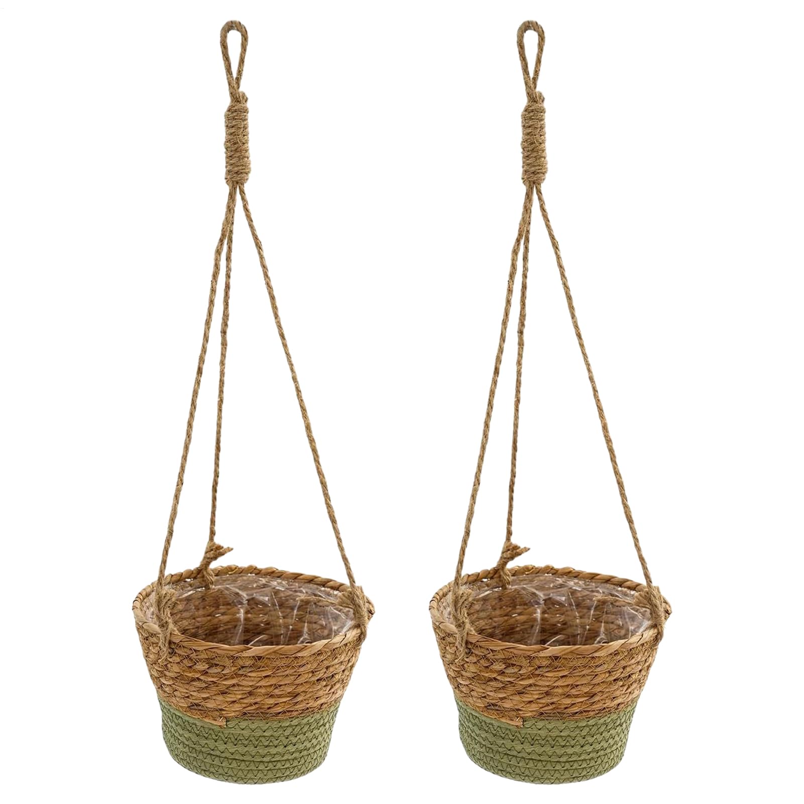 Panier suspendu plante en corde tressée - Lot de 2 jardinières bohèmes