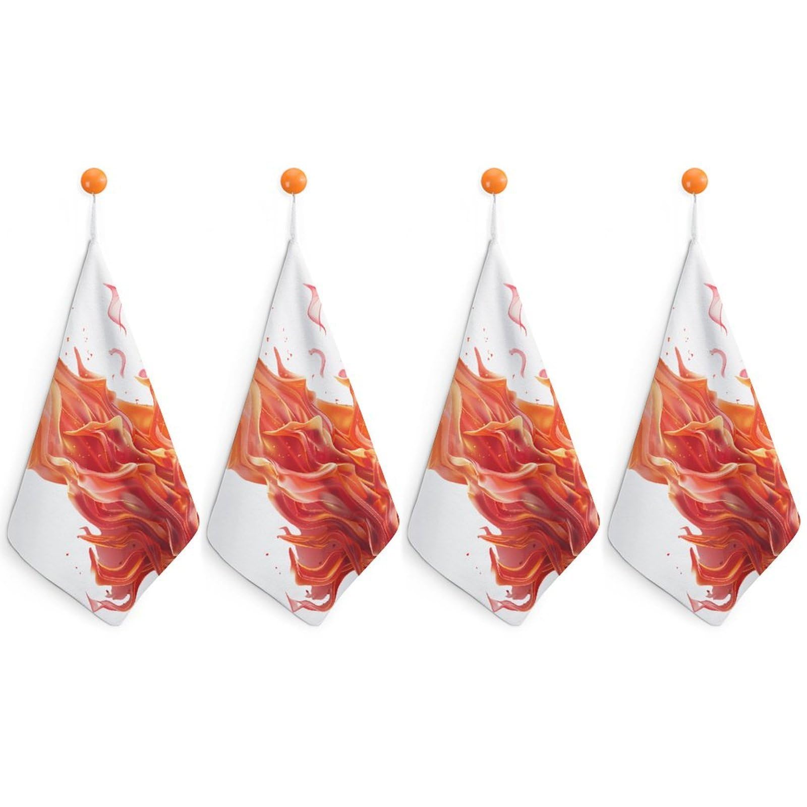 LEDFCVSU 4 Piece Hanging Hand Towels, Flame Small Dry Hand Towel for Kitchen Bathroom