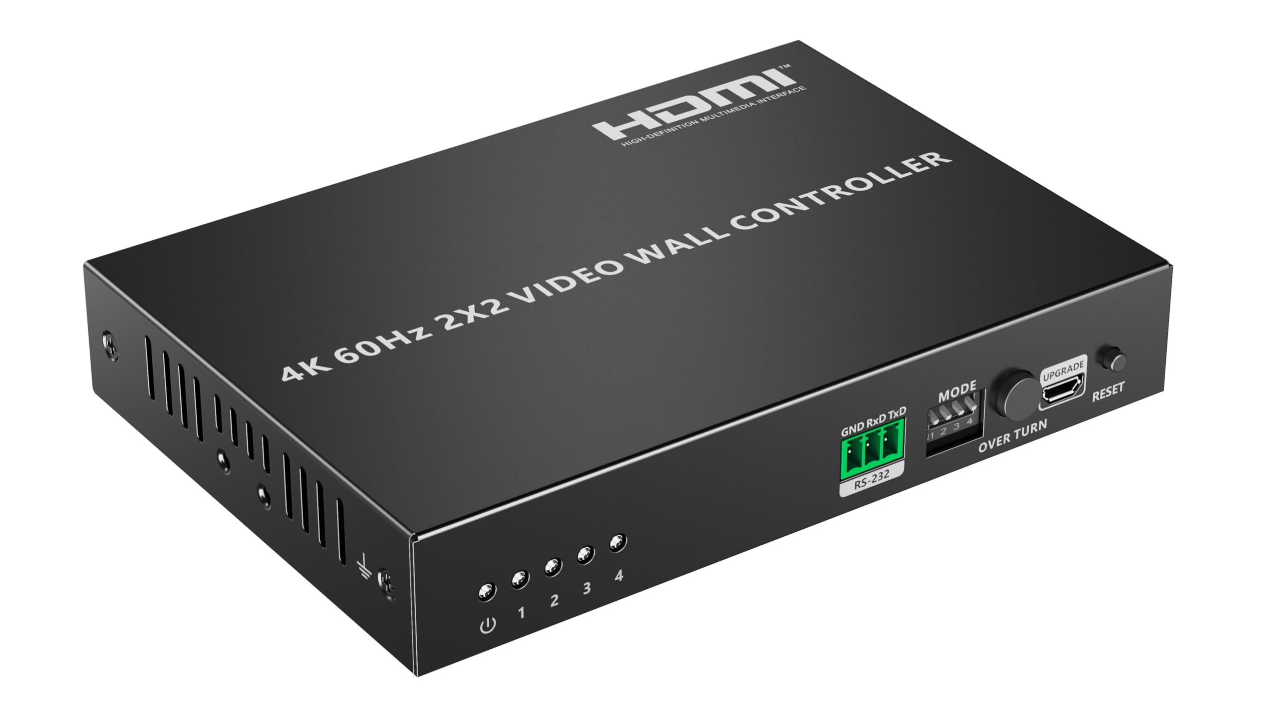 PremiumCord Controller Videowall HDMI 1-4, UHD 4K 2160p 60 Hz, Full HD 1080p, 8 Modalità di Visualizzazione, HDMI 2.0, HDCP 2.2, RS232, DIP Switch, Alloggiamento in Metallo, Nero