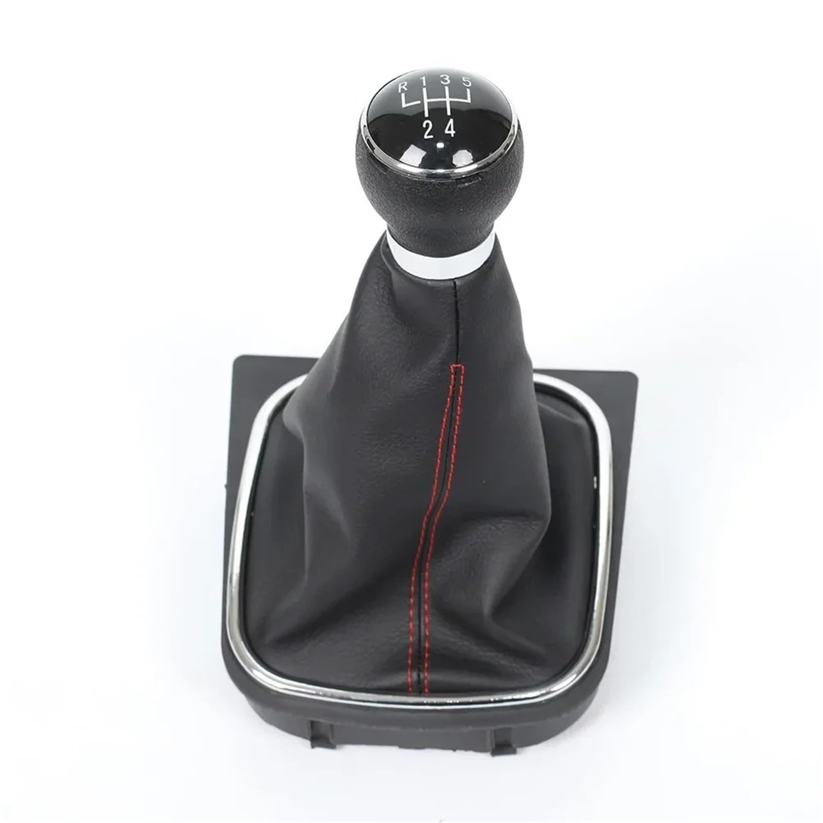 DAJMSUY for VW for Golf 6 MK6 for Jetta V VI 2005-2014 5/6 Speed Gear Shift Knob Lever and Boot Gaiter Black Leather Set Car Gear Shift(5 Speed)