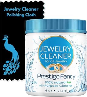 Deluxe Jewelry Cleaner, Restores and Shines Jewelry Cleaner Solution, Liquid Cleaning Brush and Polishing Cloth Kit, for All Jewelry Precious Stones, Metal Gold & Silver, Diamond Ring Cleaner