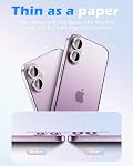 CloudValley for iPhone 17 Glitter Camera Lens Protector, Bling Ultra-HD Tempered Glass Cover with Metal Ring, Sparkly Anti-Scratch Accessories for Women, Easy Installation, Glitter Purple