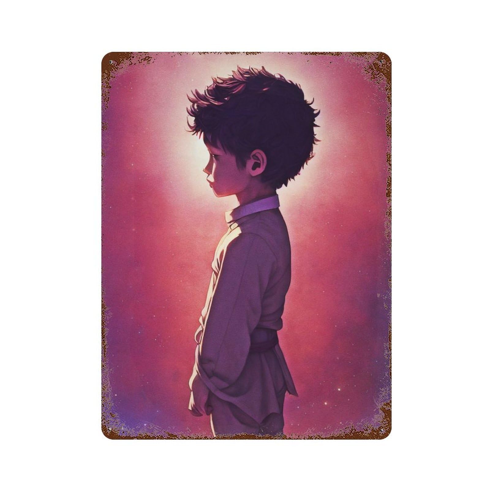 Garage Style Child Alone Rust Effect Tin Sign 15.7"x11.8", Classic Wall Plaque for Bar And Workshop