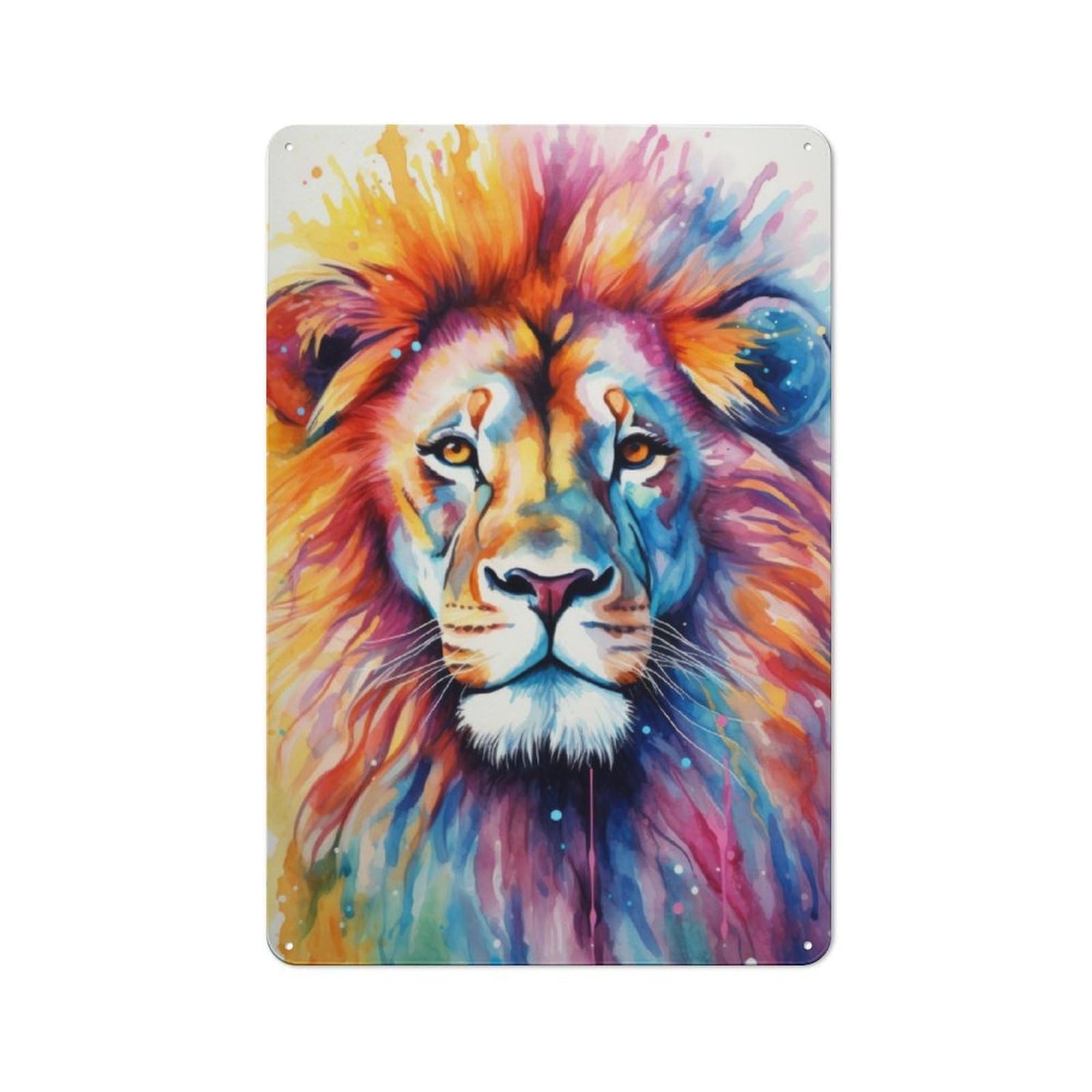 Junmoney Lion Close Up Portrait Vintage Tin Sign 30X20cm For Hobby Room Or Studio, A New Home Present For Creative Interior Collectors