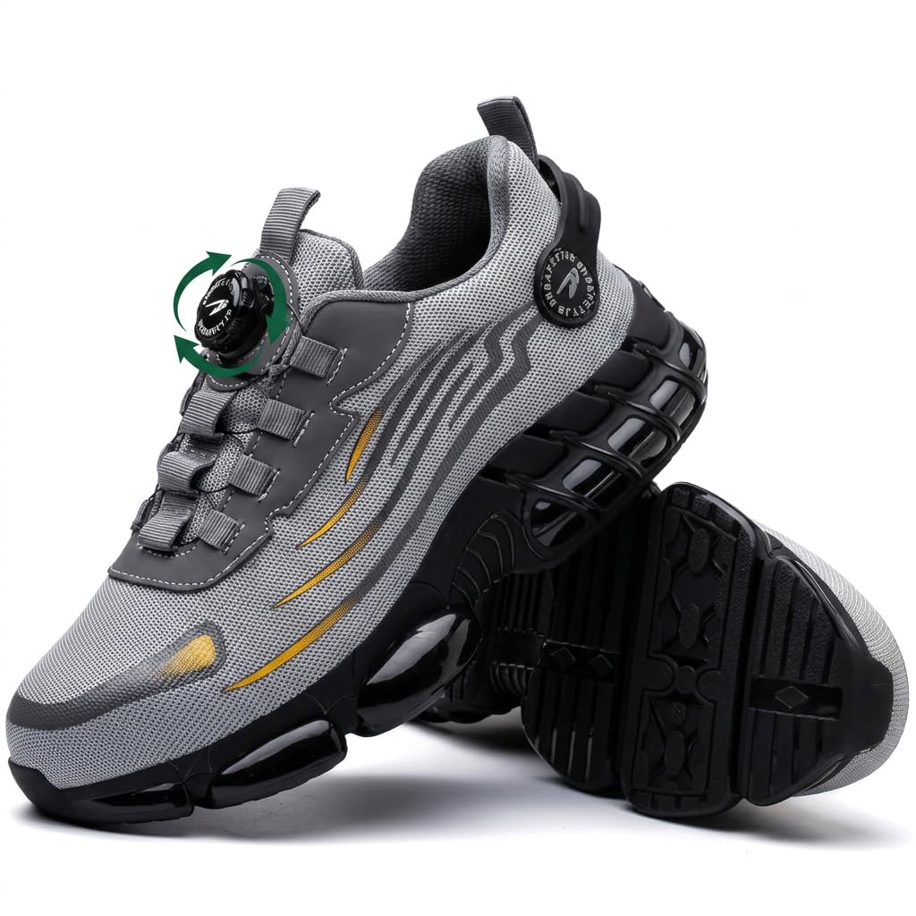 Clickrs S3 Pro Arbeitsschuhe Herren S3 Leichte Sicherheitsschuhe Herren mit Stahlkappe Atmungsaktive Stahlkappenschuhe Herren rutschfeste Sohle für Werkstatt Baustelle und Lager