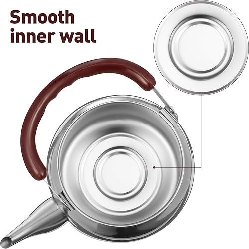 Miniatura 3 de Luxshiny Hervidor de acero inoxidable: 33.8 fl oz de estufa de té y café para acampar en casa y viajes - Mango ergonómico para un vertido seguro