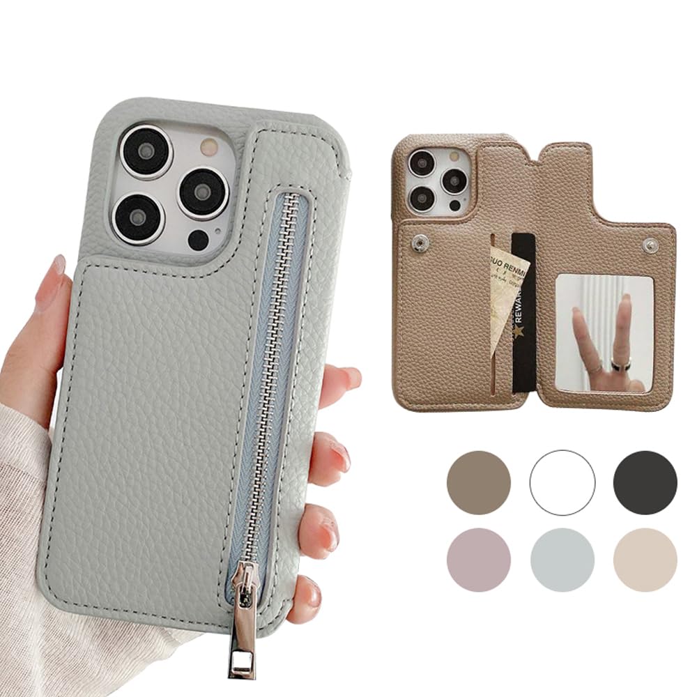 Amazon.co.jp: iPhone 12 Proスマホケース 背面カード収納 ミラー付き  