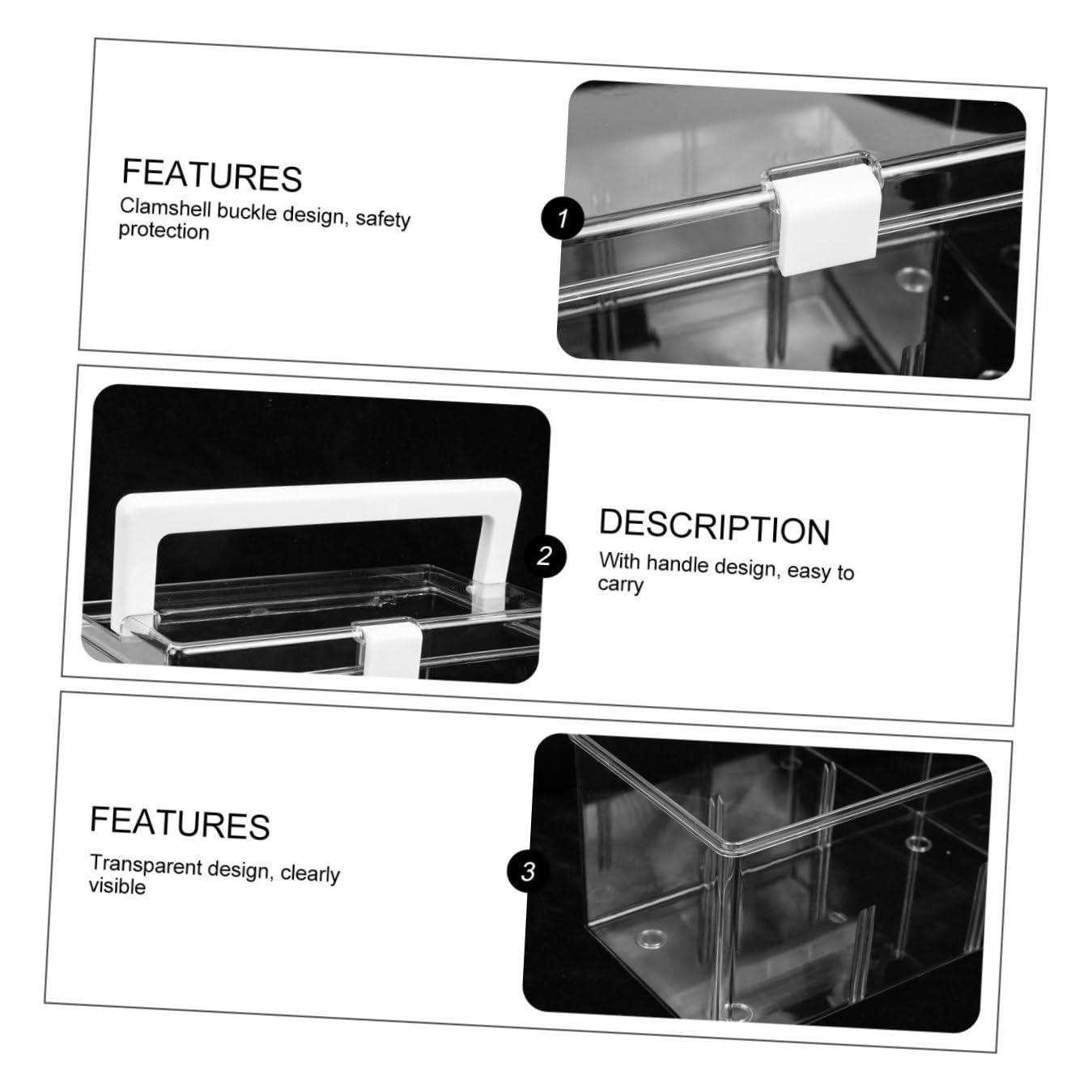 Scatola Porta Medicinali Trasparente Con Maniglia Organizer Portatile Per Pronto Soccorso Per Casa Ufficio e Viaggi Design Leggero e Spazioso