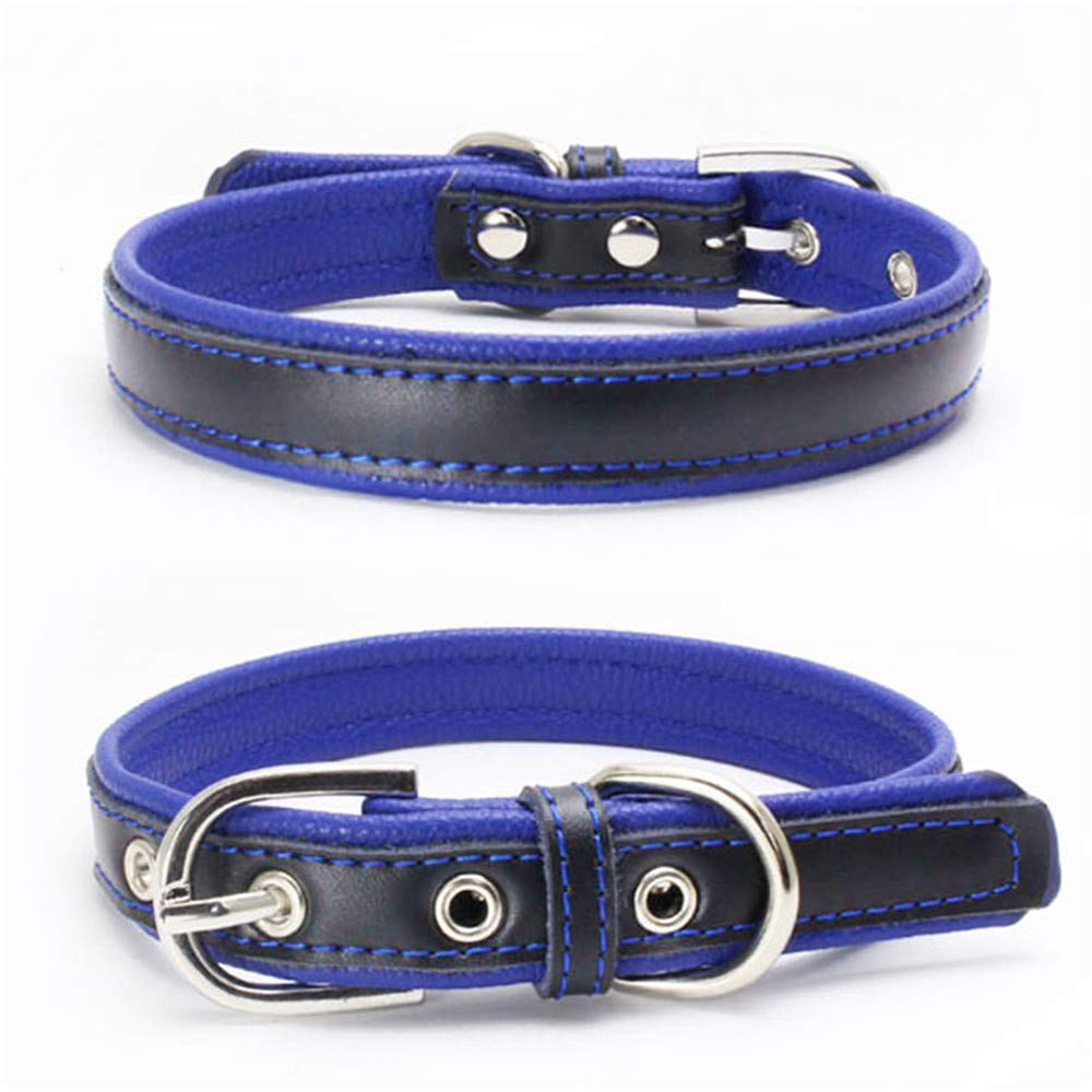 BONAWEN Dog Collar Padded Leather Soft Touch Pet Collar for Large,Medium,Small Dogs(Blue,S)