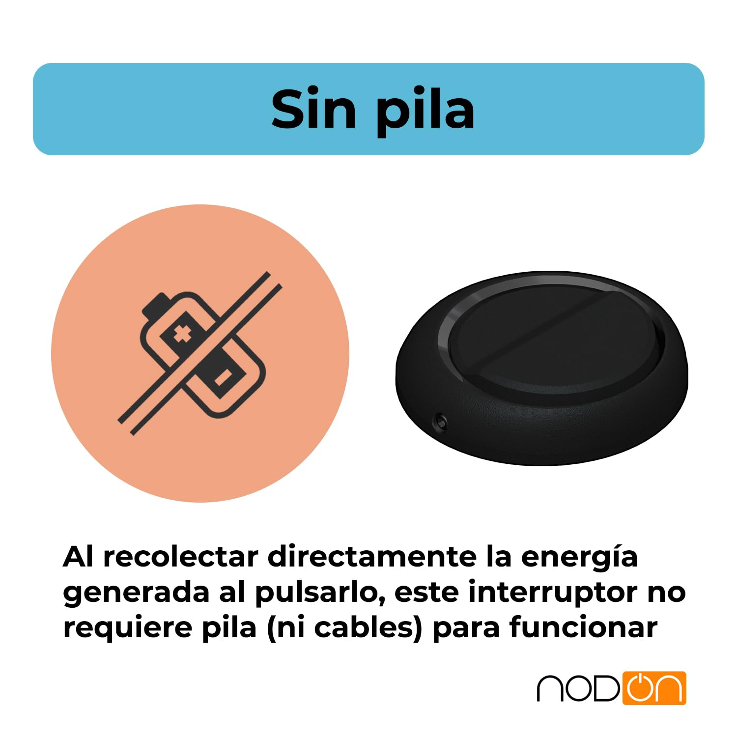 NodOn - EnOcean - Interruptor de suelo sin pilas, sin cables y sin mantenimiento, instalación rápida, sin obras, discreto, sin contacto, a prueba de virus, compatible con Jeedom, eedomus y MyUbiwizz