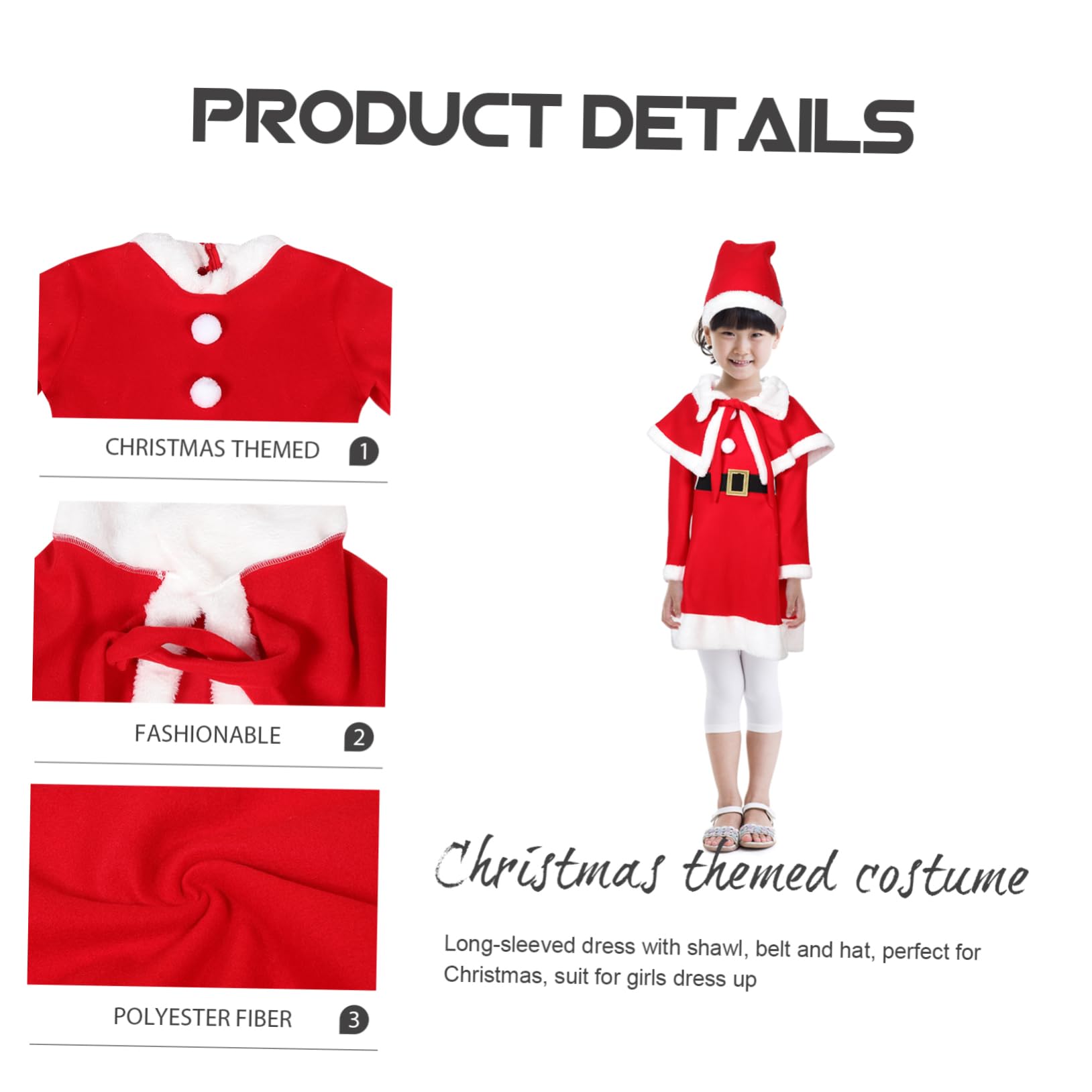 PRETYZOOM 1 Set Vestito Idee Costume Di Natale Costume Di Natale Per Bambini Costume Da Babbo Natale Per Le Ragazze Costume Di Babbo Natale Costume Di Natale Outfit Abbigliamento Costume Di