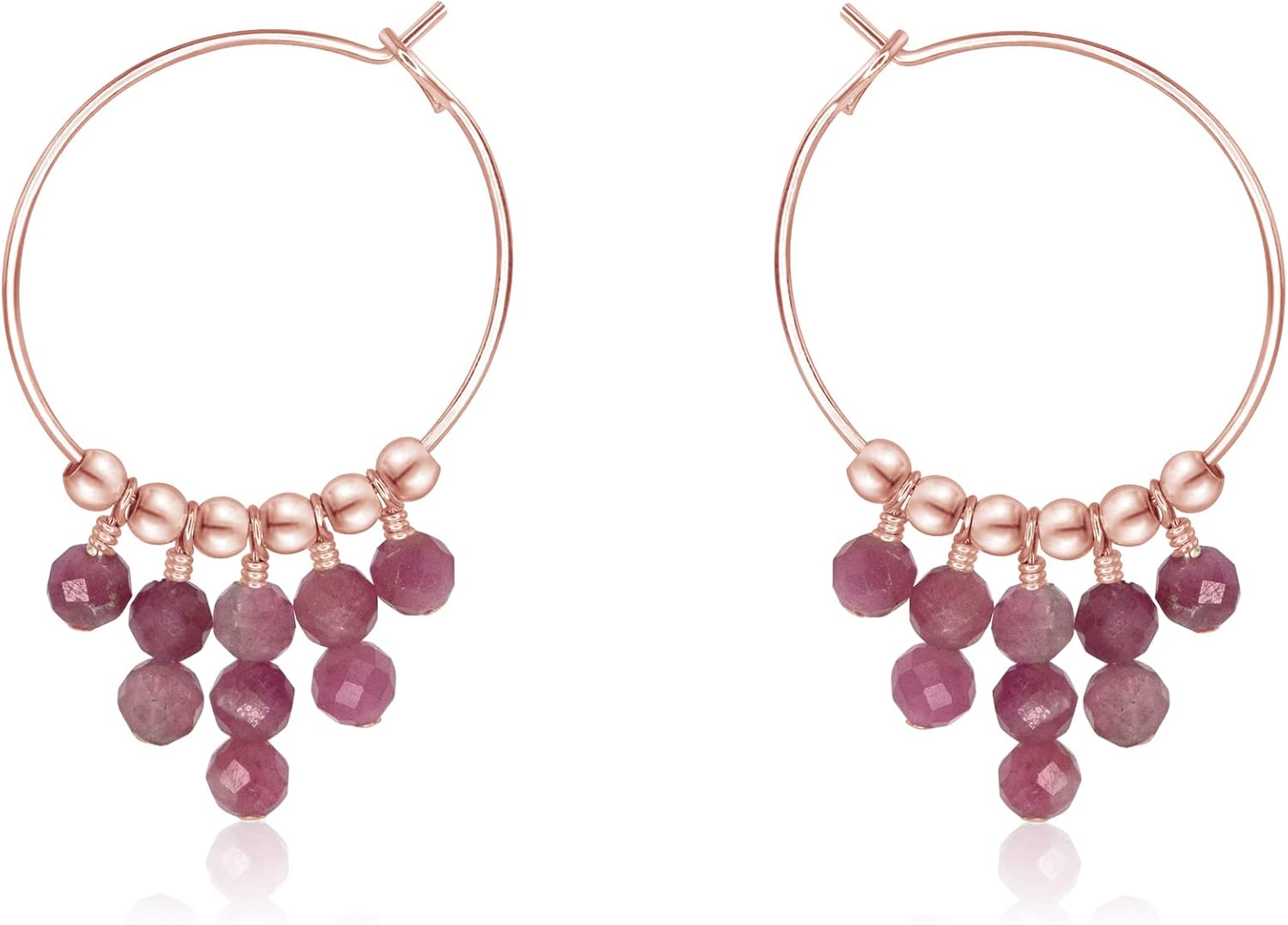 Pink Tourmaline Hoop Earrings in 14k Rose Gold Fill