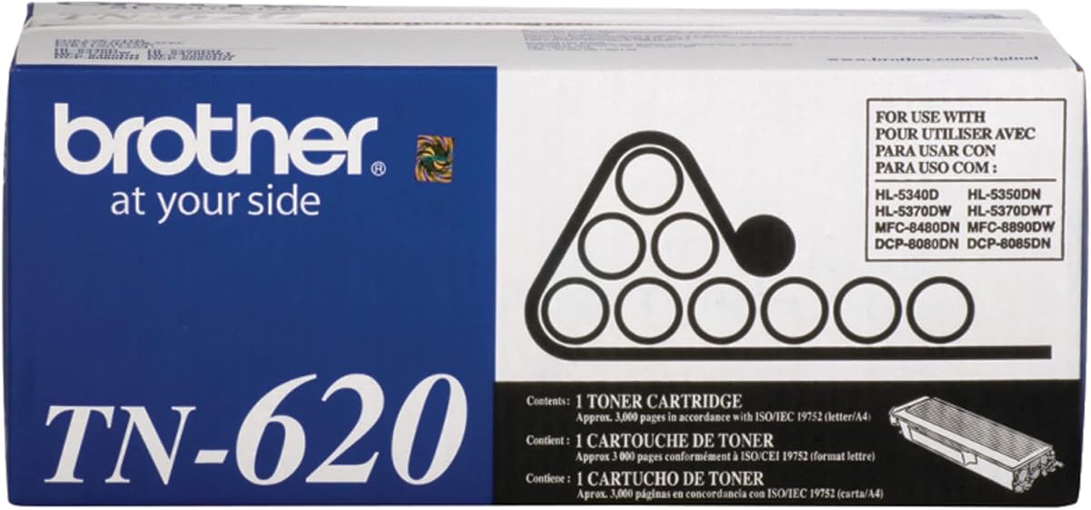 Brother TN-620 DCP-8080 8085 HL-5340D 5350 5370 MFC-8480 8680 8690 8890 Cartucho de tóner (negro) en embalaje al por menor, 1 tamaño