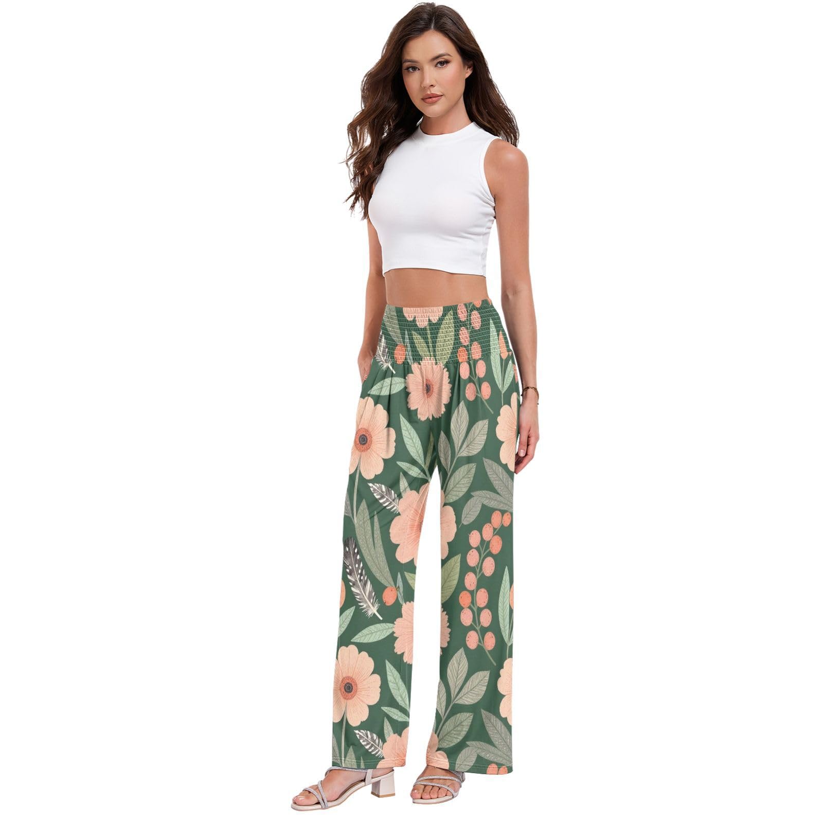 FRODOTGV Pantaloni da yoga da donna, motivo floreale, per rilassarsi a casa