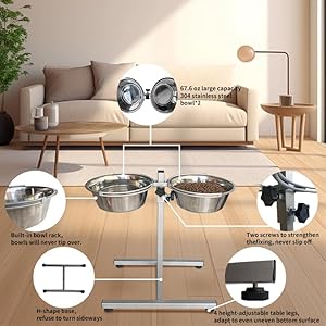 Lw Bros Elevated Dog Bowls Adjustable Height Dog Bowl Stand with 2 Stainless Steel 16l676oz Dog Food and Water Bowls Raised Dog Bowl for Large Medium Small Dogs silver  Cucciolini Doodles Lw bros Elevated dog bowls adjustable height dog bowl stand with 2 stainless steel 1 6l67 6oz dog food and water bowls raised dog bowl for large medium small dogs silver   cucciolini doodles