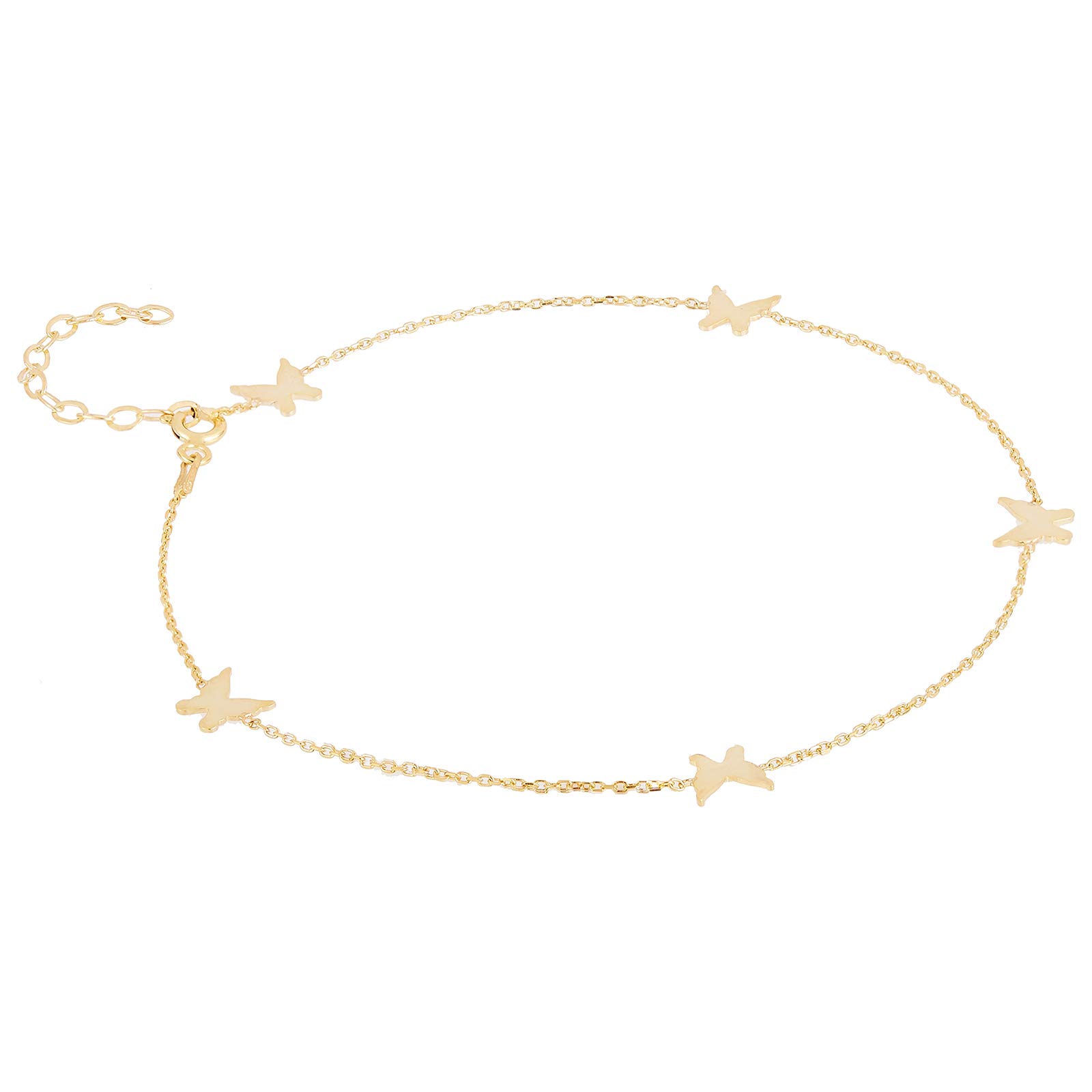 Alwan New Silver (Gold Plated) Long Size Anklet with Butterflies for Women - EE5247BTGL