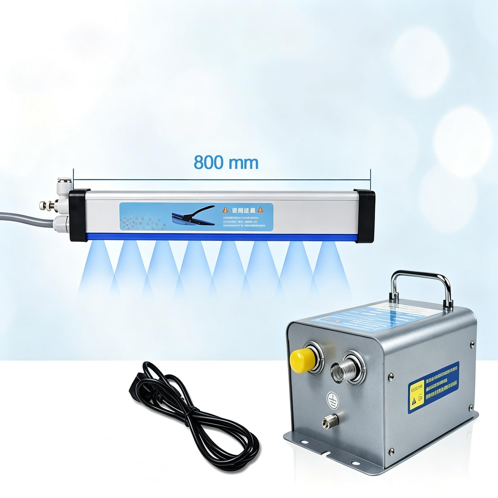 Barra de aire ionizante, eliminador de electricidad estática | Carcasa de aleación de aluminio; para impresión electrónica; neutraliza carga estática, utiliza con compresor de aire(80cm)