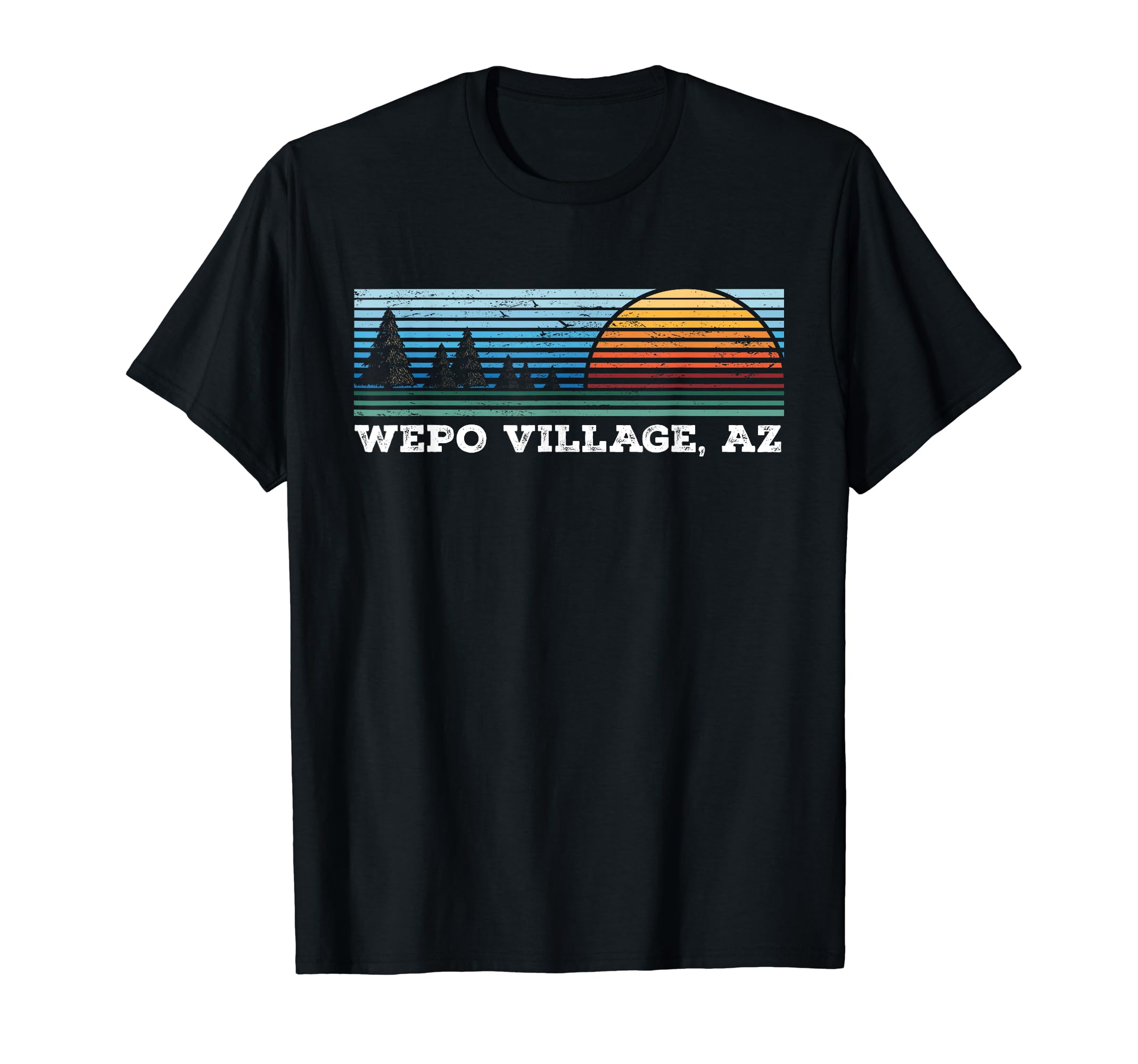 Retro Sunset Stripes Wepo Village, Arizona T-Shirt