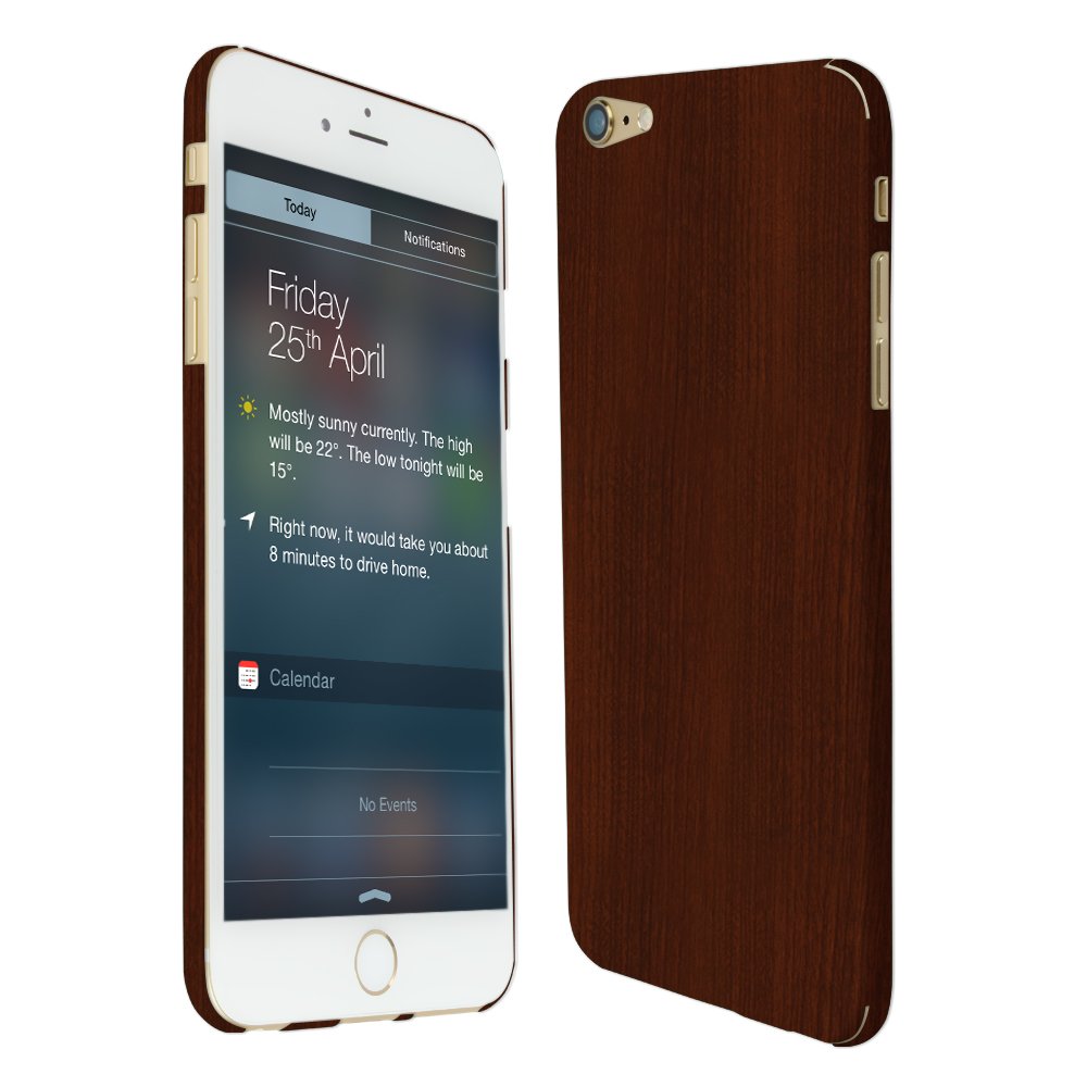 SkinomiDark Wood Full Body Skin Compatible with Apple iPhone 6 Plus (iPhone 6s Plus 5.5 inch)(Full Coverage) TechSkin with Anti-Bubble Clear Film Screen Protector