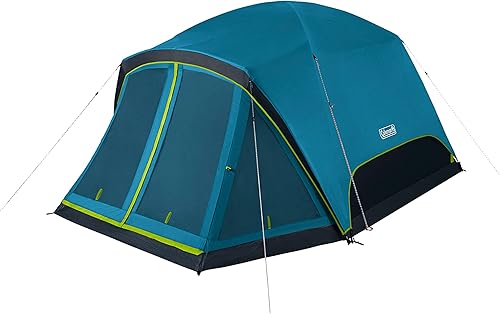 Coleman Skydome Dark Room Camping Tent with Screen Porch & 5-Minute Setup, Weatherproof 46 Person Tent Blocks 90% of Sunlight, Rainfly & Carry Bag
