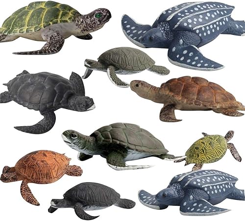10 figuras de acción de animales marinos, criaturas oceánicas, figuras de tortugas marinas, suministros para fiestas familiares, juego de adornos