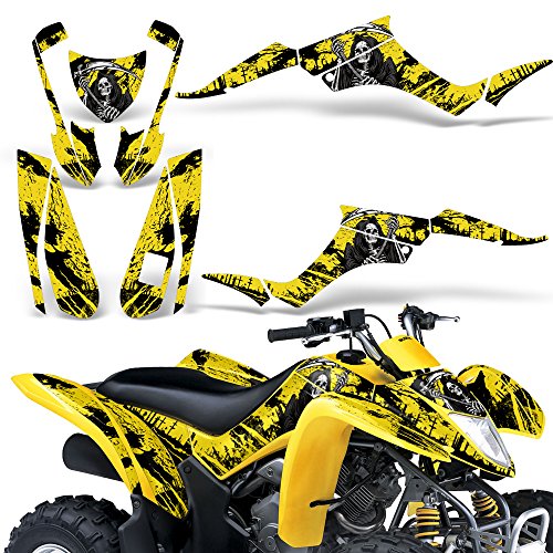 Wholesale Decals ATV Graphics kit Sticker Decal Compatible with Suzuki LT-Z250 QuadSport - Reaper V2 Yellow