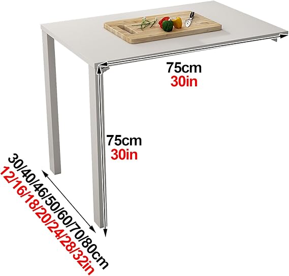 Fold Down Wall Mount Desk, Wall Mounted Drop Leaf Table, Heavy Duty Small Folding Wall Table, Fold Down Table Wall Mount, Floating Folding Wall Desk, For Home Office/Laundry/Bar/Kitchen/Dining Room (