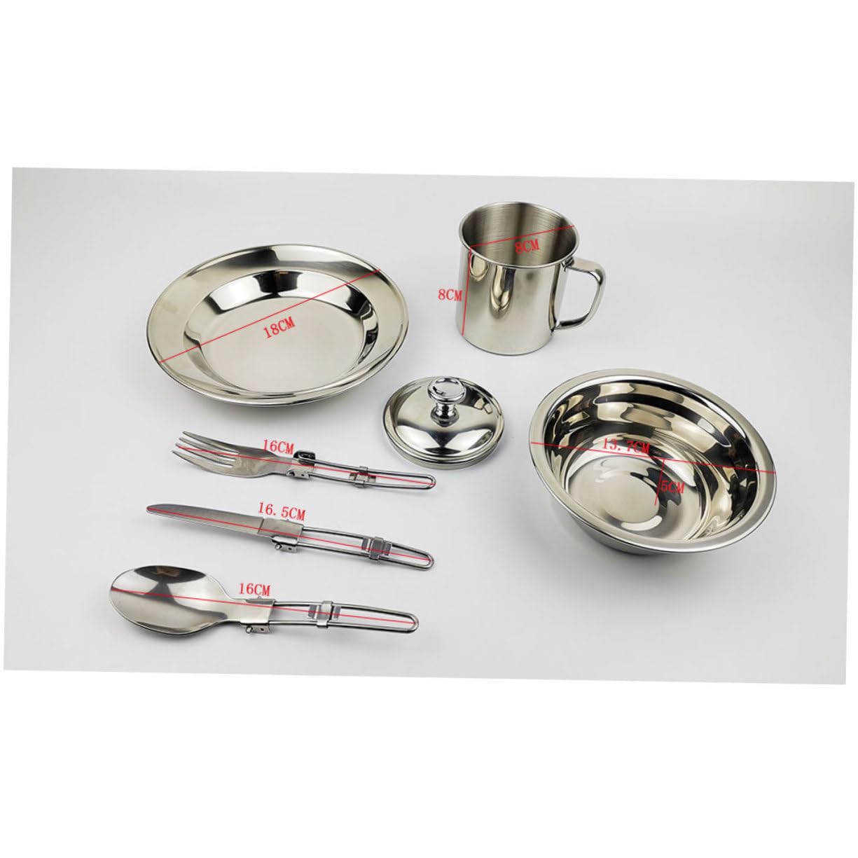 BCOATH Stainless Steel Camping Cookware Portable Cup Pan Tray for Outdoor Activities Easy to Clean for Hiking Picnic BBQ Design Silver