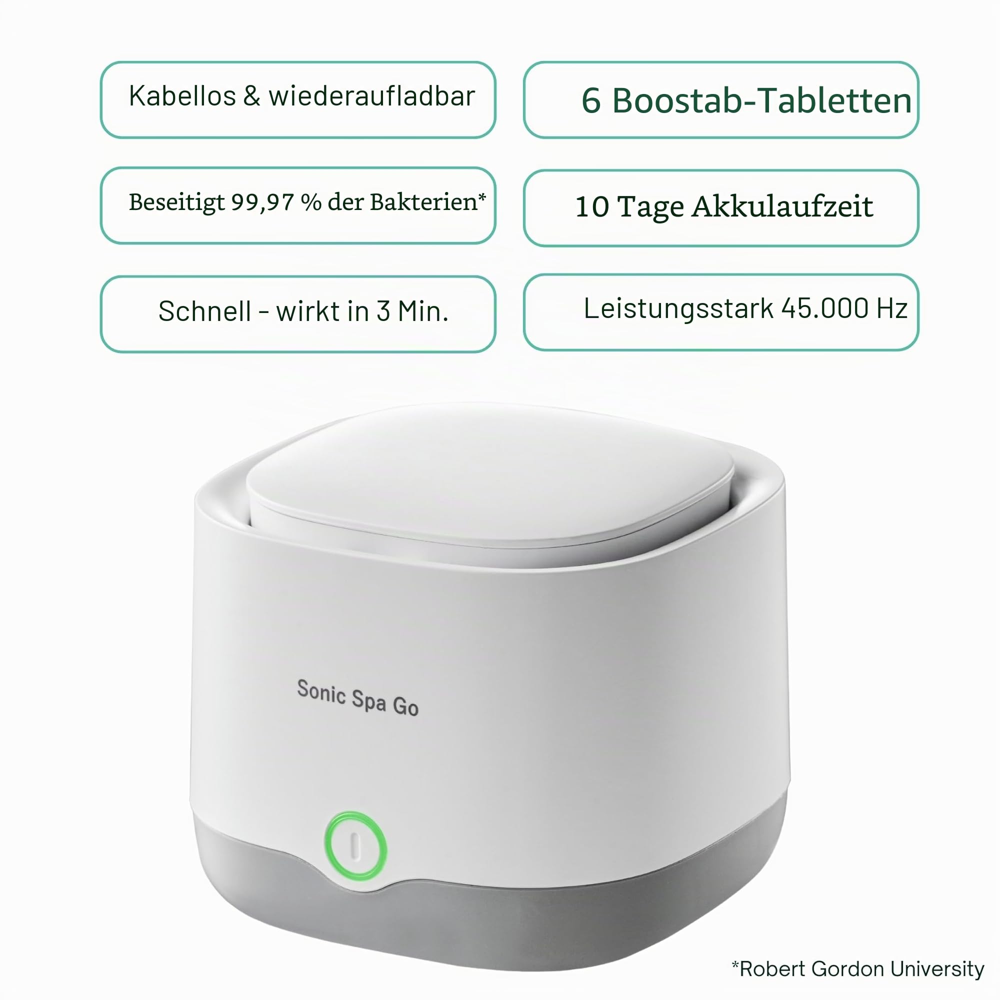 Ultraschall-Aligner, Retainer & Zahnersatzreiniger mit Boostab-Tabletten – kabelloser, tragbarer Reinigungspad für Invisalign, Aligner, Mundschutz & Mundgeräte (weiß)