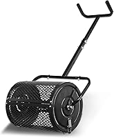 Leanaco Heavy-Duty Compost Spreader for Lawn - Peat Moss, Fertilizer Roller with Adjustable Handle, Metal Mesh for Top Dressing & Manure