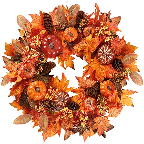Sggvecsy Fall Wreath 20’’ Autumn Front Door Wreath Harvest Wreath...